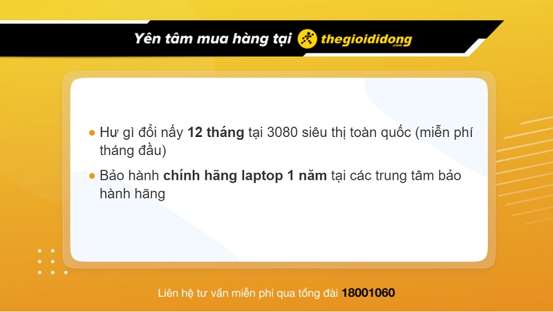 Chính sách bảo hành khi mua laptop tại TGDĐ